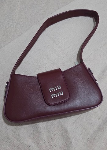 Bordo Deri Miu Miu Kadın Omuz Çantası - Görsel 4