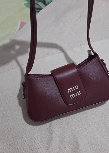 Bordo Deri Miu Miu Kadın Omuz Çantası - Görsel 2