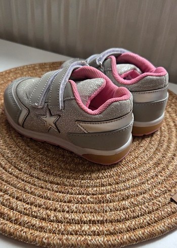 Kız Çocuk Gri Cırt Cırtlı Spor Ayakkabı - Görsel 3