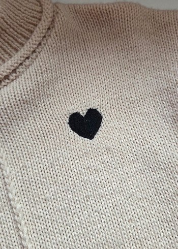 Bej Nakışlı Kız Çocuk Triko Kazak - Görsel 4