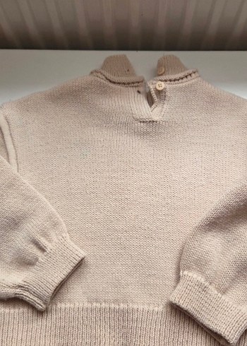 Bej Nakışlı Kız Çocuk Triko Kazak - Görsel 3