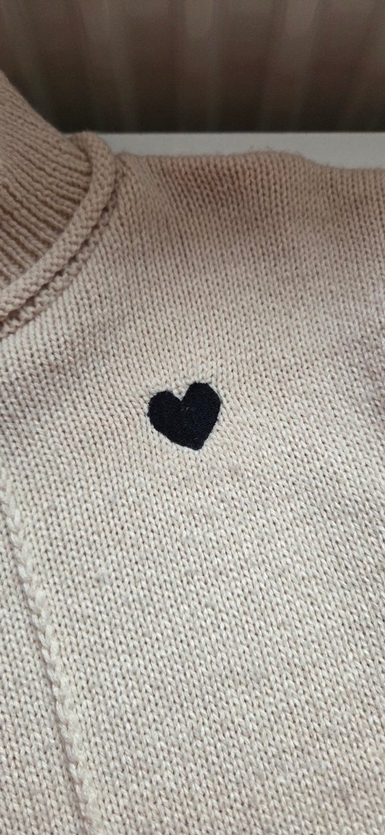 Bej Nakışlı Kız Çocuk Triko Kazak - Görsel 4