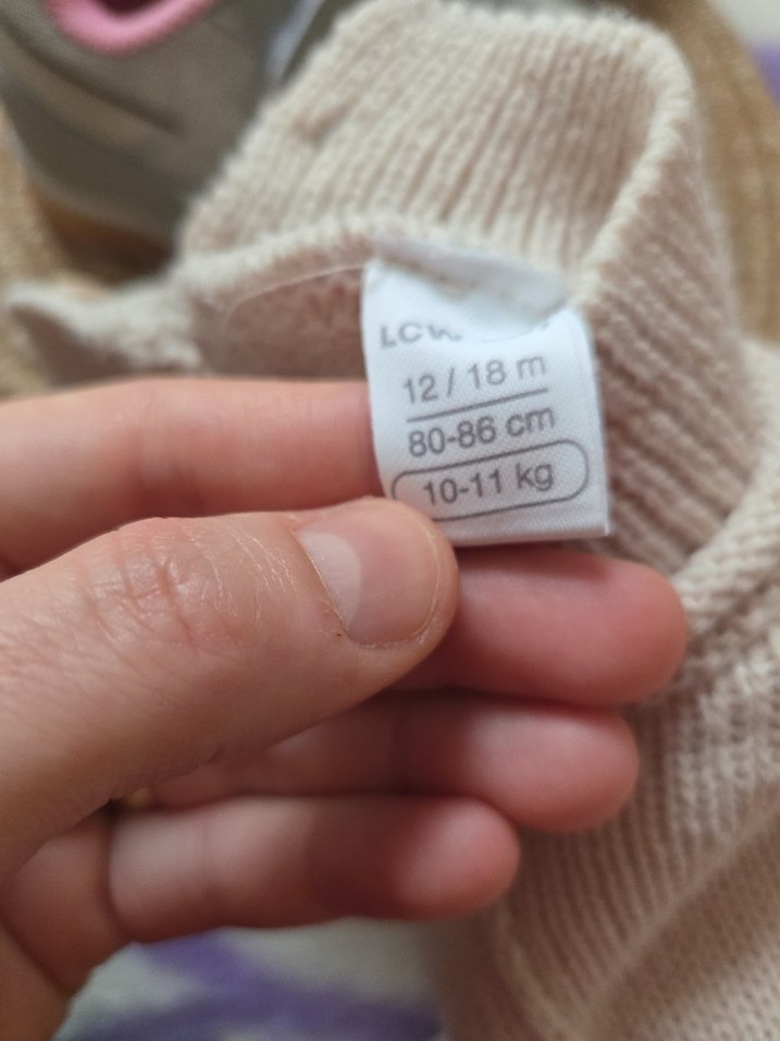 Bej Nakışlı Kız Çocuk Triko Kazak - Görsel 5