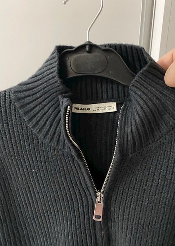 Pull&Bear Gri Yarım Fermuarlı Yüksek Yakalı Örgü Süveter - Görsel 3