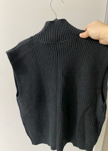 Pull&Bear Gri Yarım Fermuarlı Yüksek Yakalı Örgü Süveter - Görsel 2