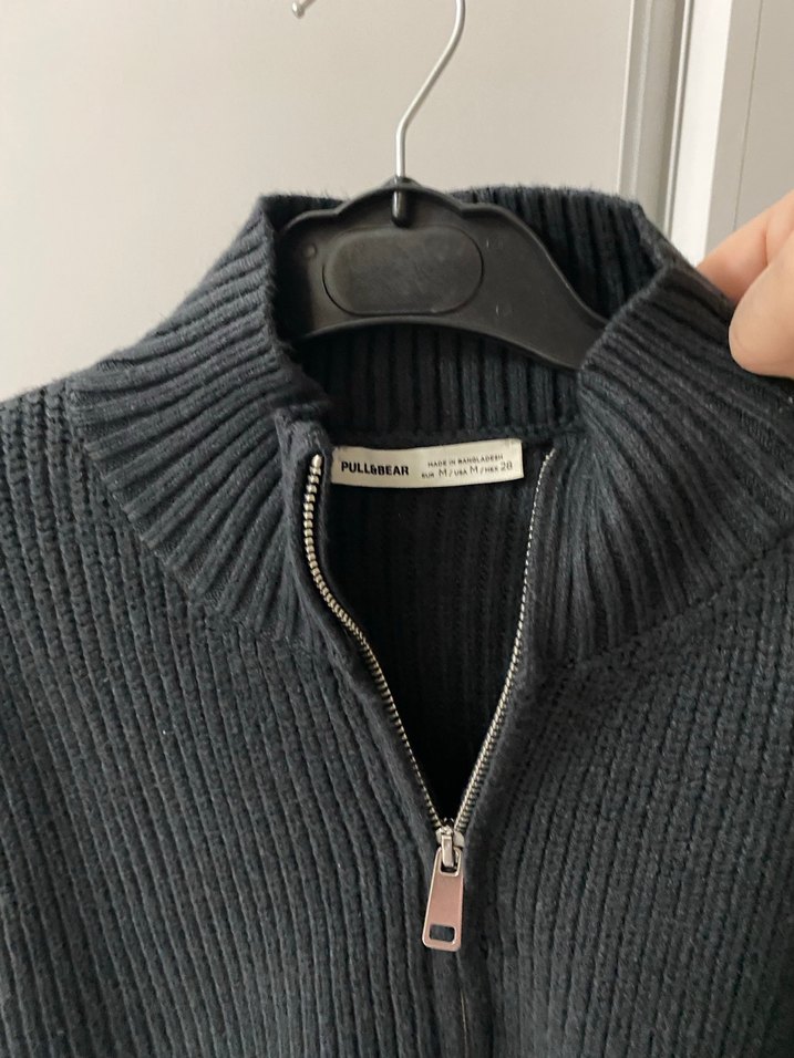 Pull&Bear Gri Yarım Fermuarlı Yüksek Yakalı Örgü Süveter - Görsel 3