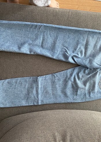 Kadın Mavi Midi Boy Dar Kesim Kot Pantolon - Görsel 3