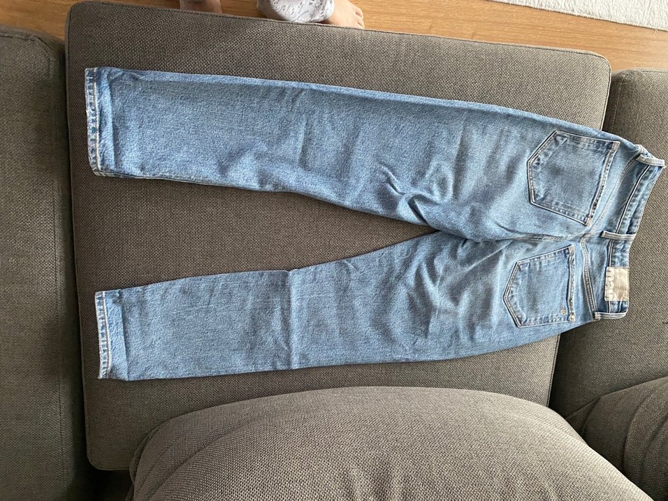 Kadın Mavi Midi Boy Dar Kesim Kot Pantolon - Görsel 3