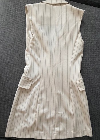 Bershka Düğmeli Çizgili Midi Kadın Yelek Elbise - Görsel 2