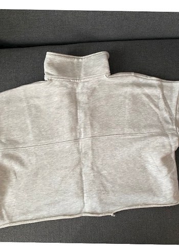Bej Yarım Fermuarlı Yüksek Yaka Kadın Sweatshirt - Görsel 2