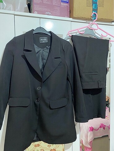 Siyah blazer Ceket takım