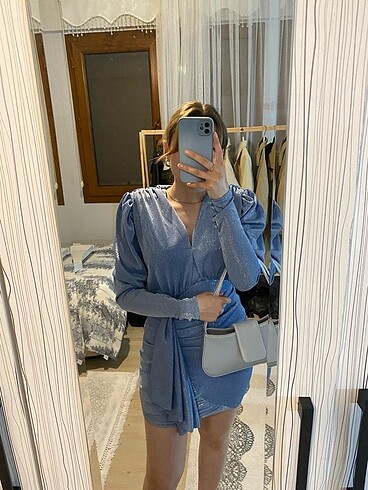 Trendyol & Milla X Sagaza Studio Açık Mavi Simli Elbise