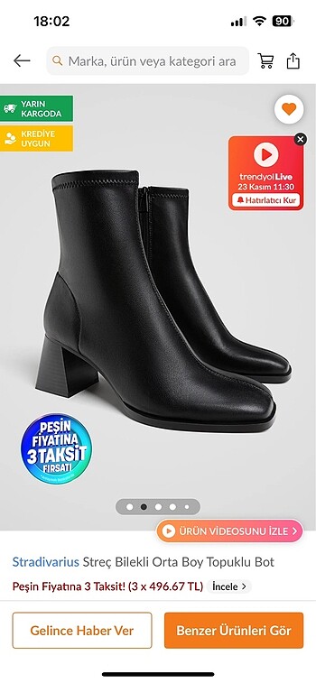 Stradivarius Streç Bilekli Orta Boy Topuklu Bot