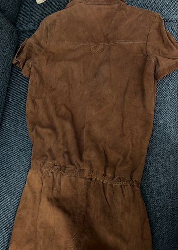 Düğmeli Kahverengi Süet Kadın Tulum NEtwork - Görsel 4