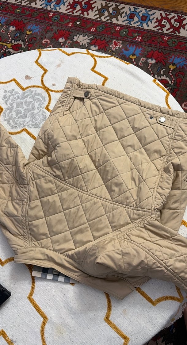 Bej Düğmeli Burberry çocuk mont - Görsel 4