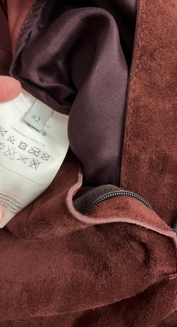 Bordo Süet Düğmeli Mini Kadın Şort Valentino - Görsel 4