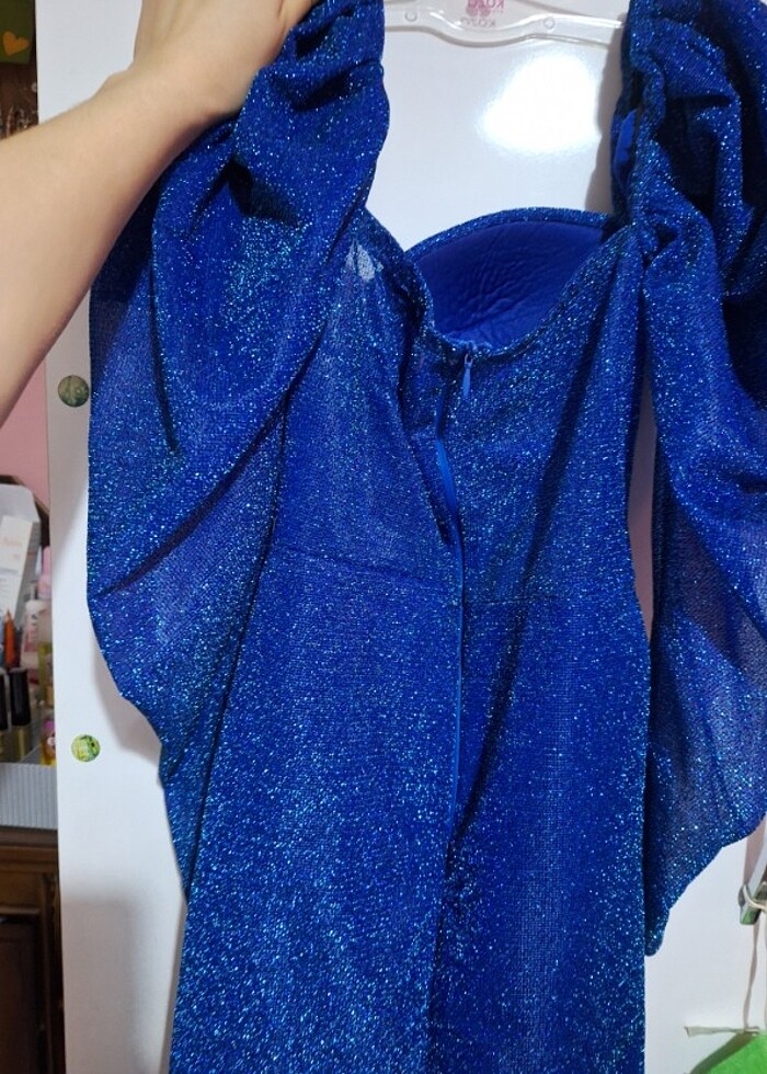 Simli mavi elbise - Görsel 2