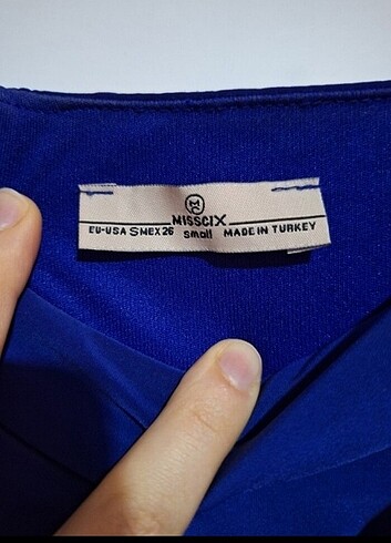 Drapeli mavi elbise - Görsel 6