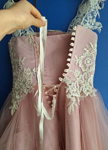 Dantel askılı kısa abiye 15 16  yaş için  - Görsel 5