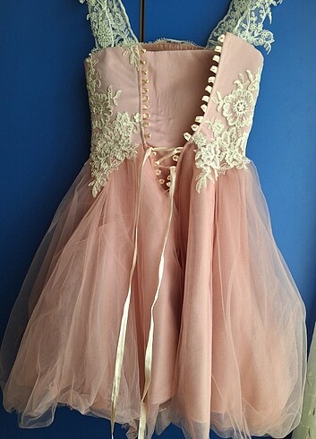 Dantel askılı kısa abiye 15 16  yaş için  - Görsel 6