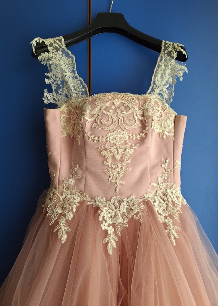 Dantel askılı kısa abiye 15 16  yaş için  - Görsel 2