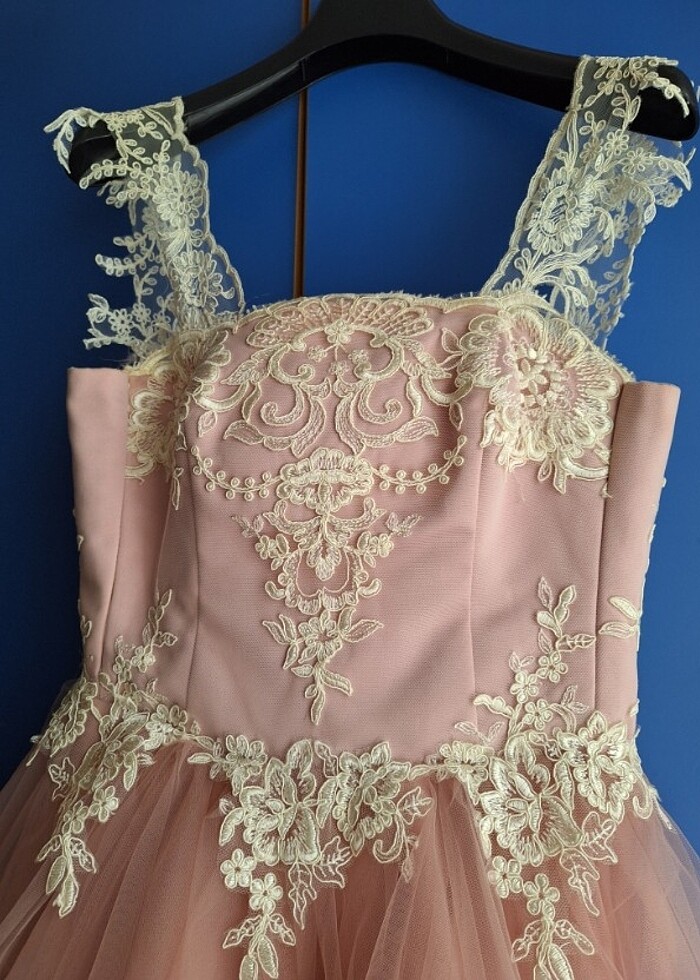 Dantel askılı kısa abiye 15 16  yaş için  - Görsel 4