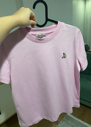 Pembe Pamuklu Kısa Kollu Baskılı Tişört