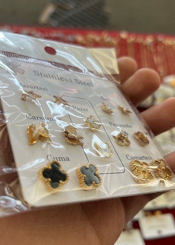 Altın Renkli Mini Kadın Küpe Seti - Görsel 3