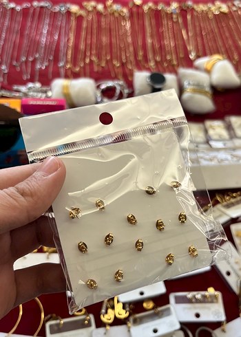 Altın Renkli Mini Kadın Küpe Seti - Görsel 2