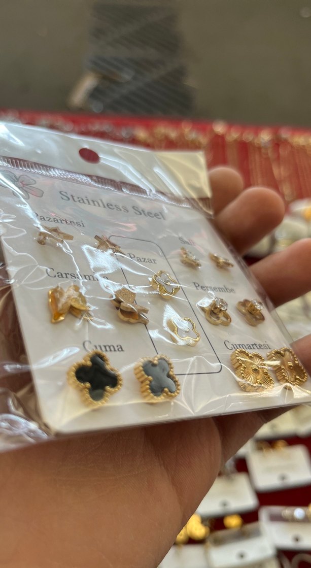 Altın Renkli Mini Kadın Küpe Seti - Görsel 3