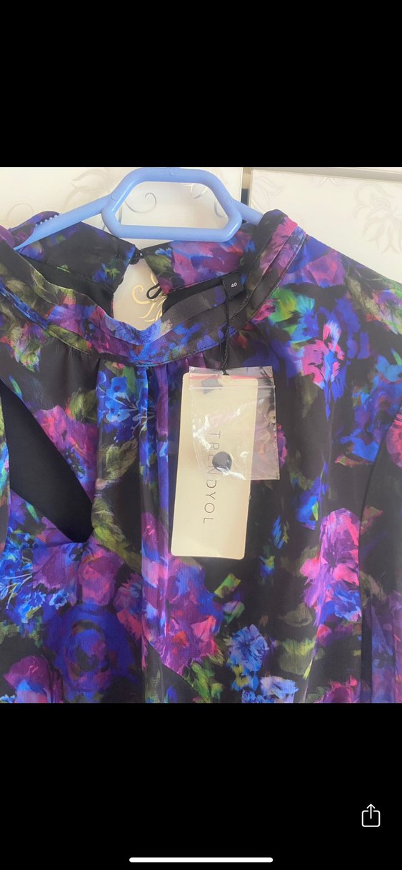 Mor Drapeli Midi Uzun Kollu Bohem Elbise - Görsel 2