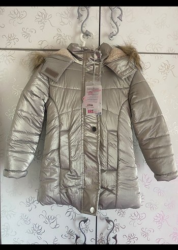 Kız Çocuk Gri Kürklü Mont