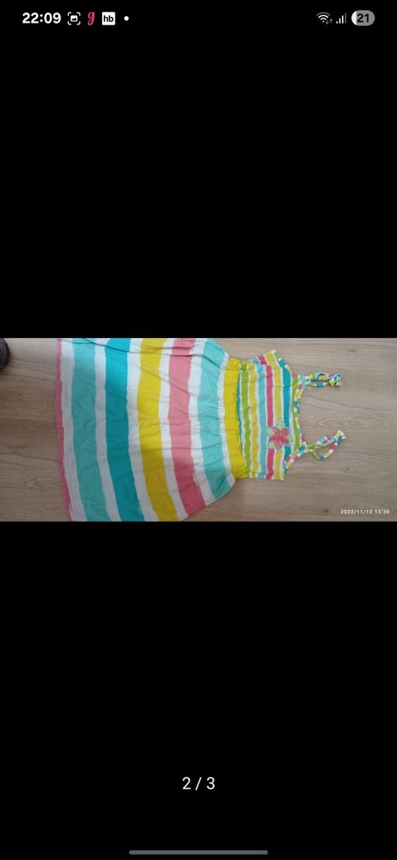 Çizgili, Fırfırlı Askılı Kız Elbisesi - Görsel 2