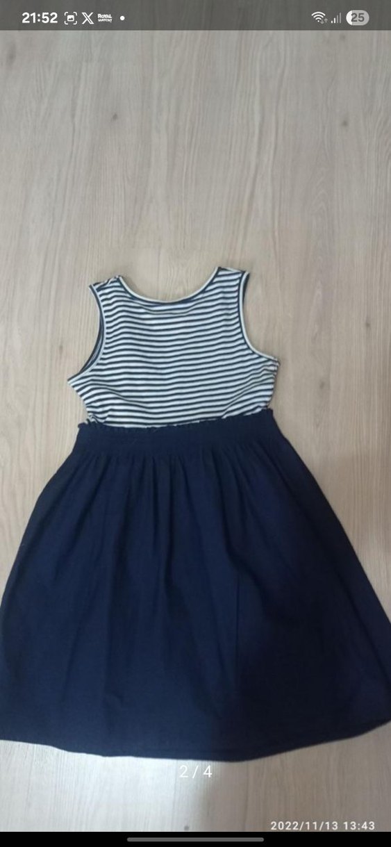 Kolsuz Çizgili Kız Elbisesi - Görsel 2