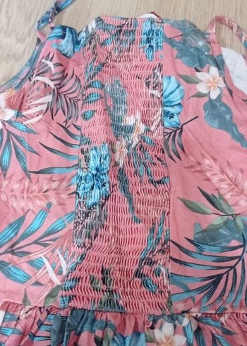 Kız Çocuk Pembe Çiçekli Bohem Elbise - Görsel 3