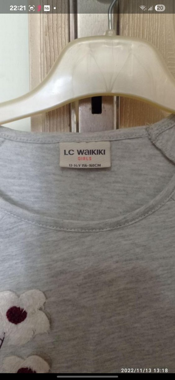 Kız Çocuk Gri Pamuklu Uzun Kollu Tişört - Görsel 2