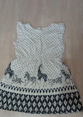 Kız Çocuk Beyaz Zebra Desenli Fırfırlı Elbise - Görsel 2