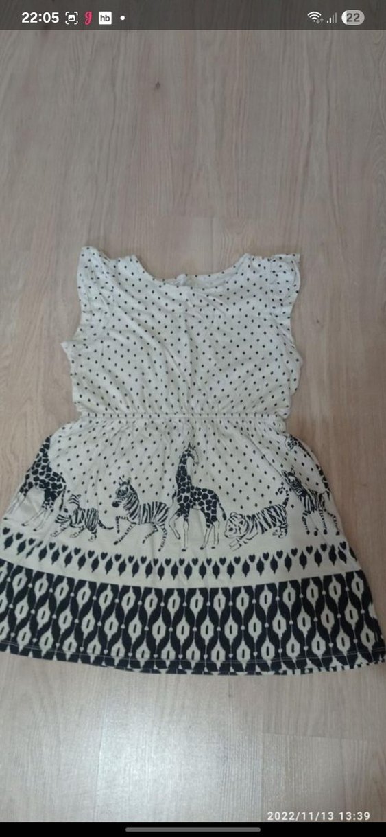 Kız Çocuk Beyaz Zebra Desenli Fırfırlı Elbise - Görsel 2