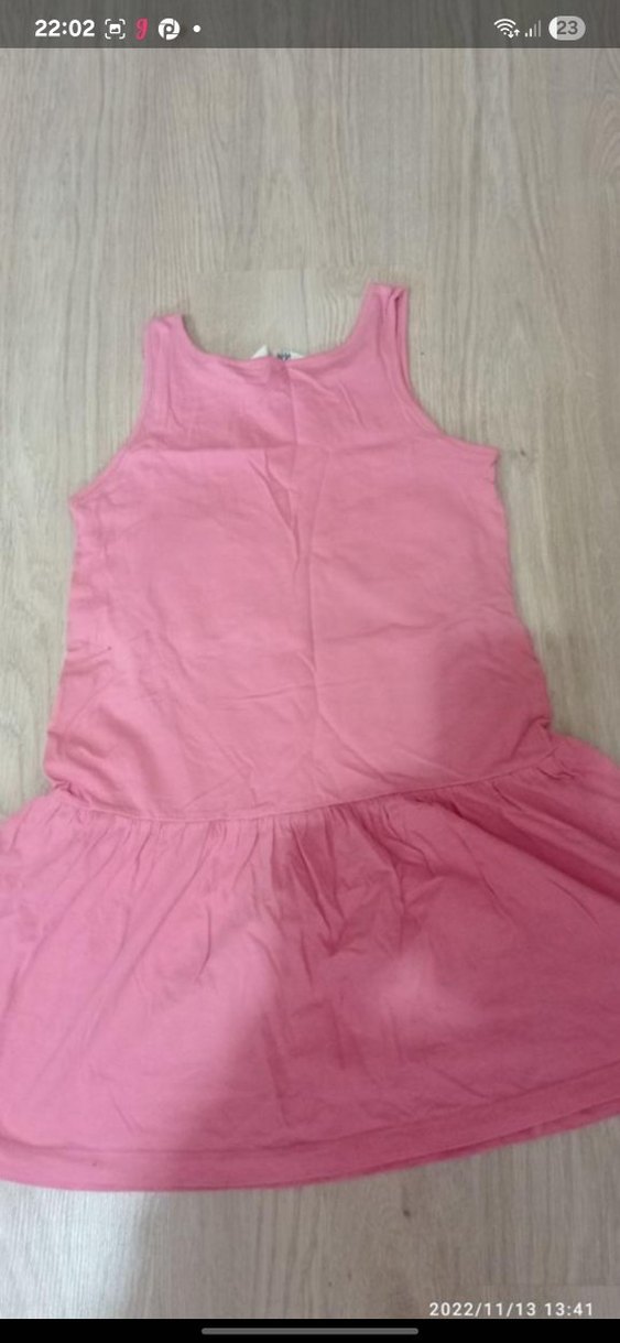 Kelebek Baskılı Kız Çocuk Pembe Elbise - Görsel 2