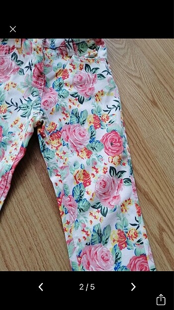 24-36 Ay Beden çeşitli Renk Koton Çiçek Desenli Pantalon