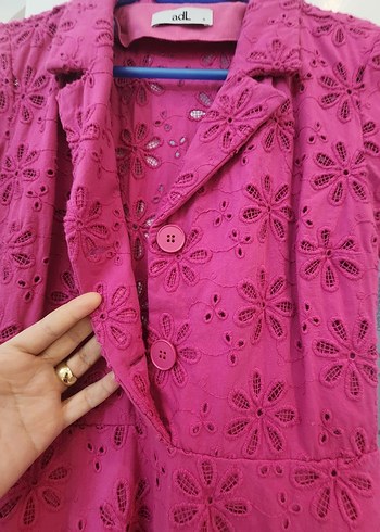 Adl Pembe Dantel Detaylı Midi Kadın Elbise - Görsel 3