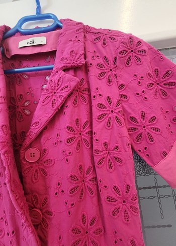 Adl Pembe Dantel Detaylı Midi Kadın Elbise - Görsel 4