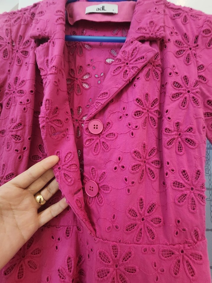 Adl Pembe Dantel Detaylı Midi Kadın Elbise - Görsel 3