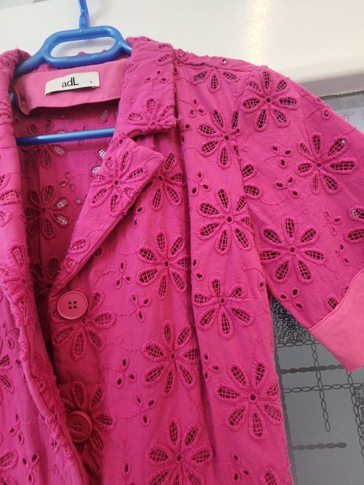 Adl Pembe Dantel Detaylı Midi Kadın Elbise - Görsel 4