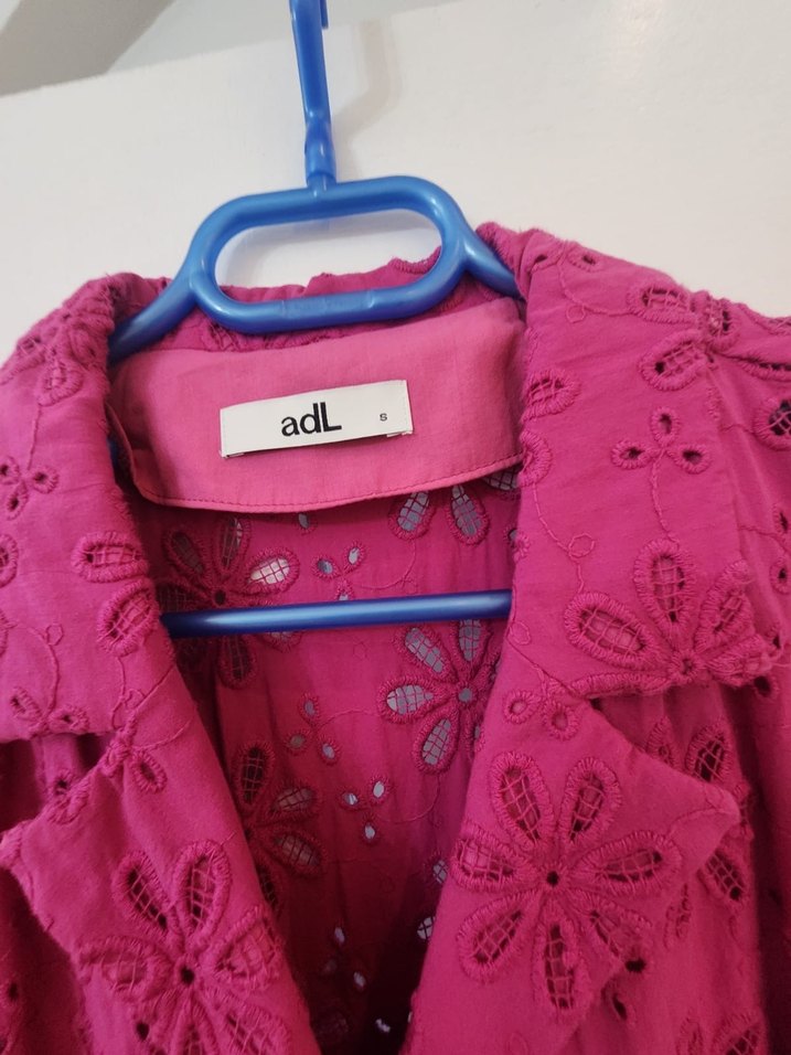 Adl Pembe Dantel Detaylı Midi Kadın Elbise - Görsel 2