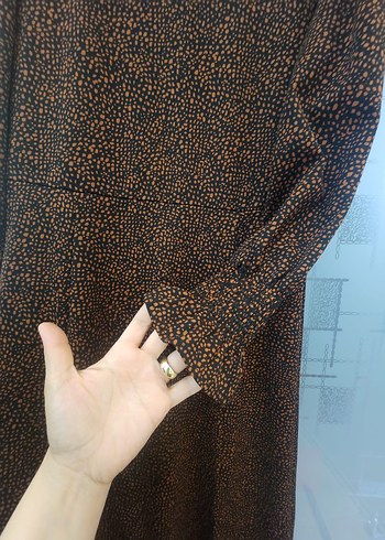 Mango Kahverengi Uzun Kollu Midi Elbise - Görsel 2