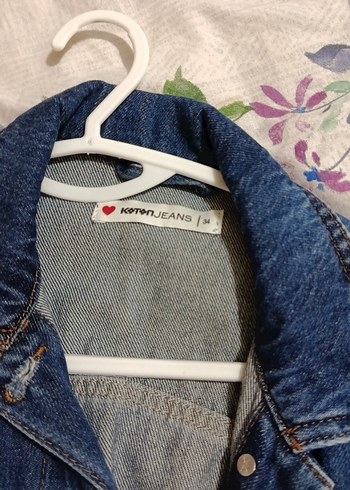 Düğmeli Mavi Kadın Denim Ceket - Görsel 4