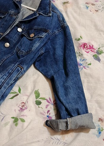 Düğmeli Mavi Kadın Denim Ceket - Görsel 2