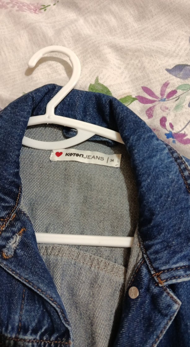 Düğmeli Mavi Kadın Denim Ceket - Görsel 4