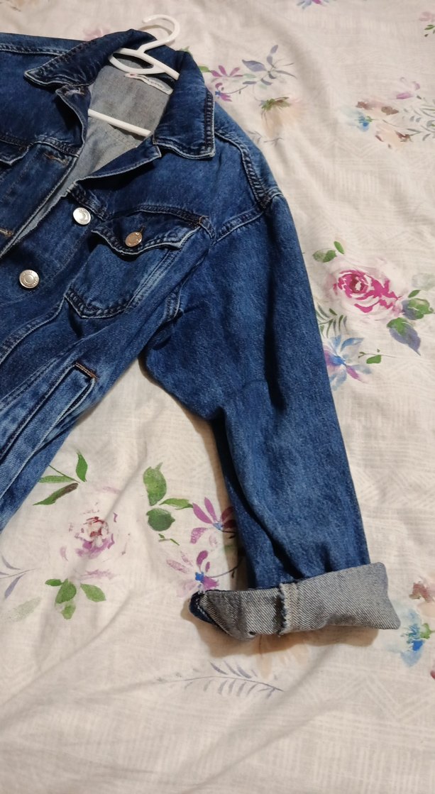 Düğmeli Mavi Kadın Denim Ceket - Görsel 2